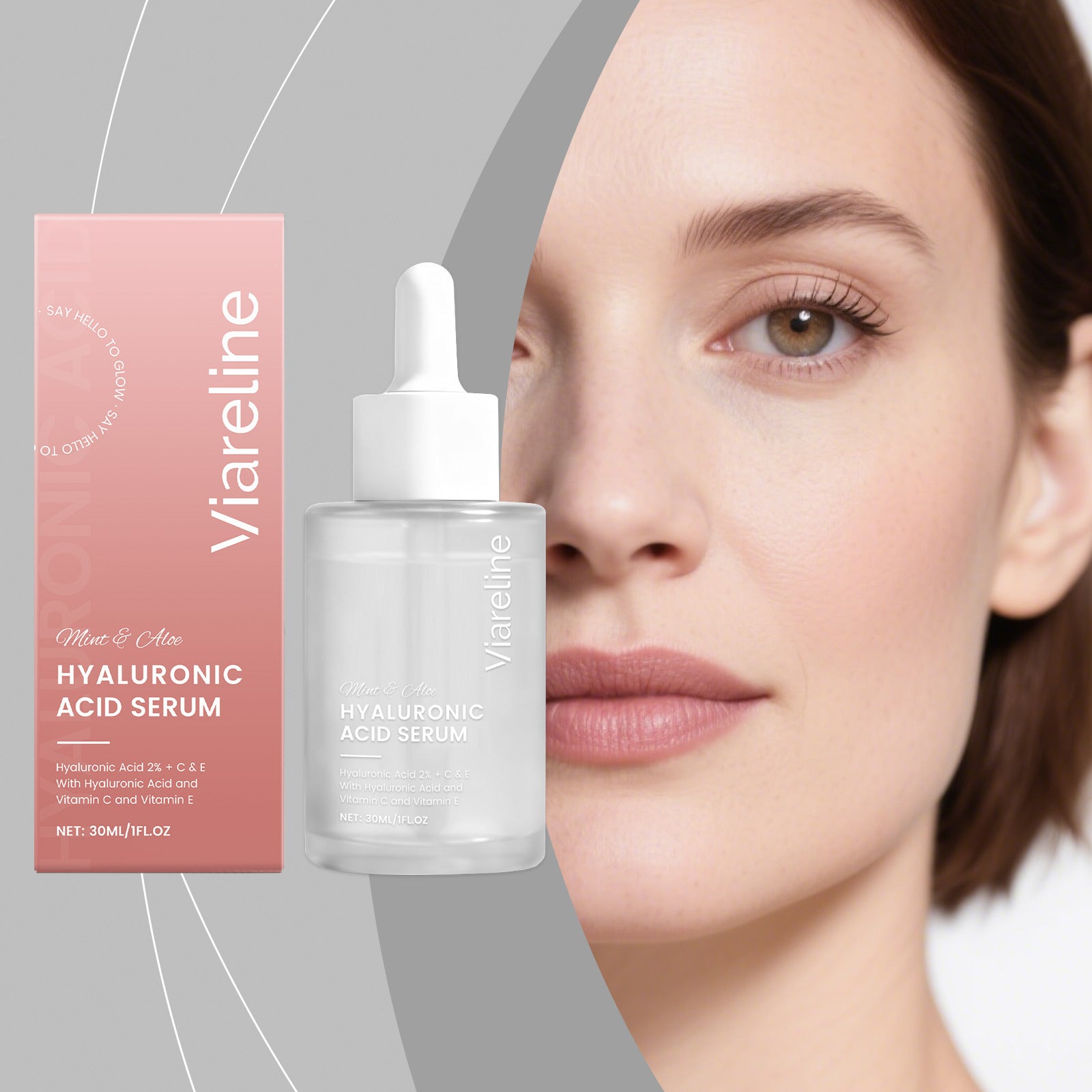 Hyaluronic hydrating serum dropper bottle