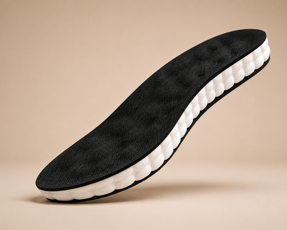 CloudStep cushioned insole seen from a three quarter angle with its white perforated underside visible