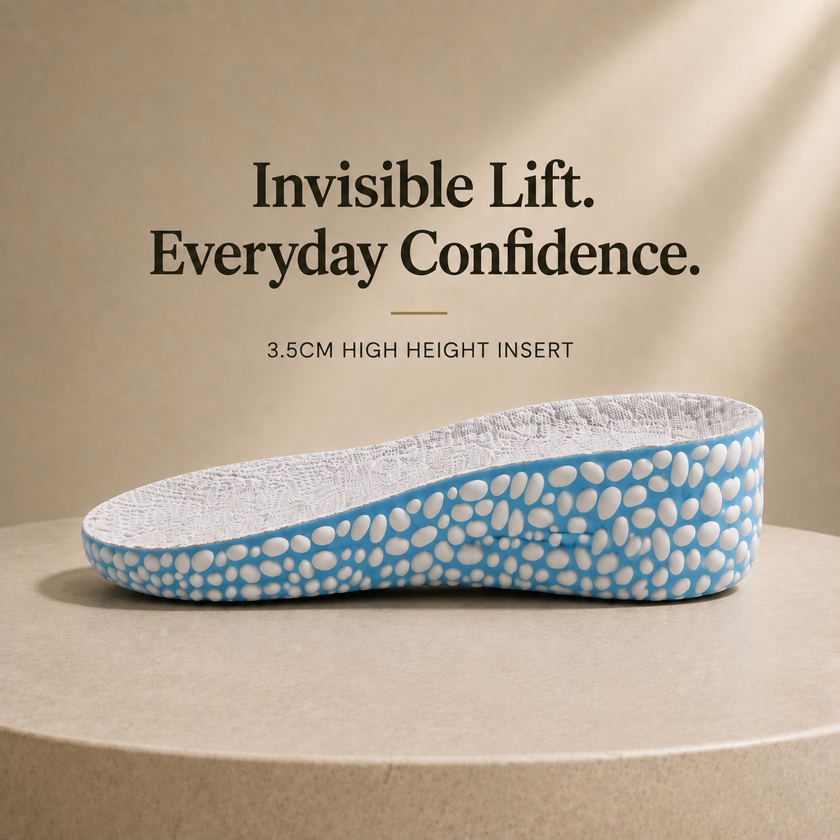 LiftStep 3.5 cm heel lift with grey top and pale blue foam base