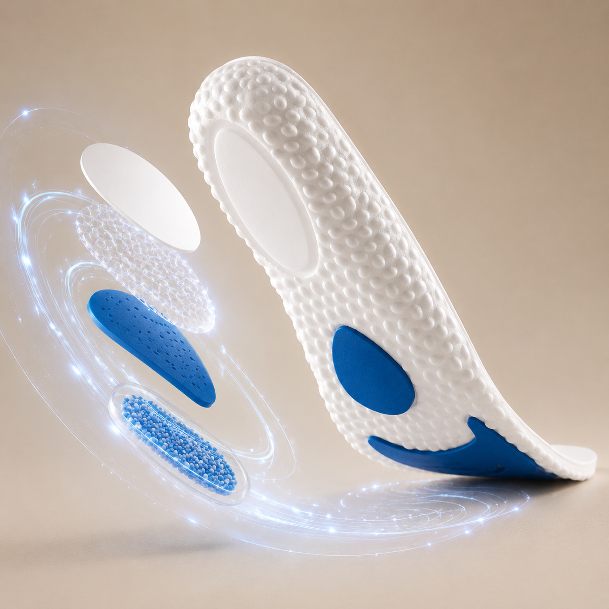 White The Mile full-length EVA sports insoles shown from the top and underside