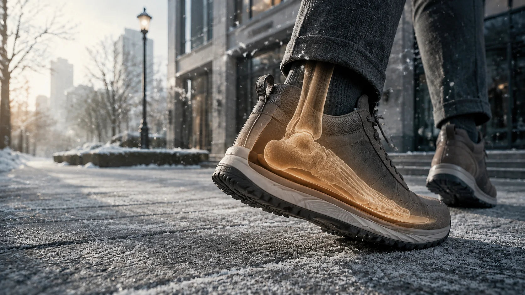 Winter boot shown with a wool-topped insole inside
